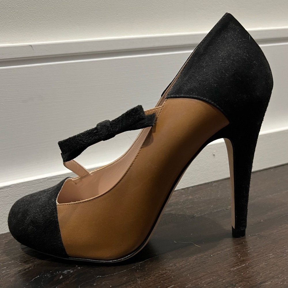 Cavalini Italy heels, black/brown leather and suede- size 6
